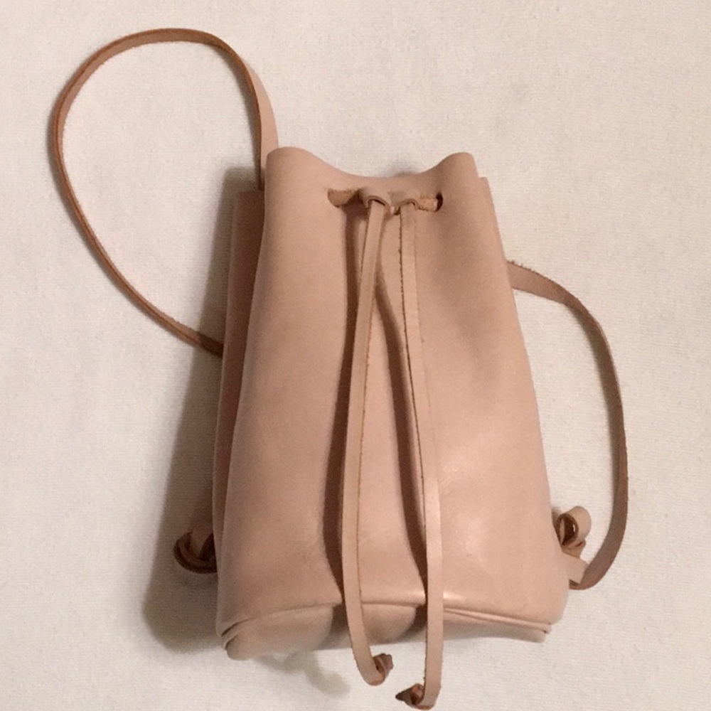 Blush Leather Drawstring Backpack 9x7x9